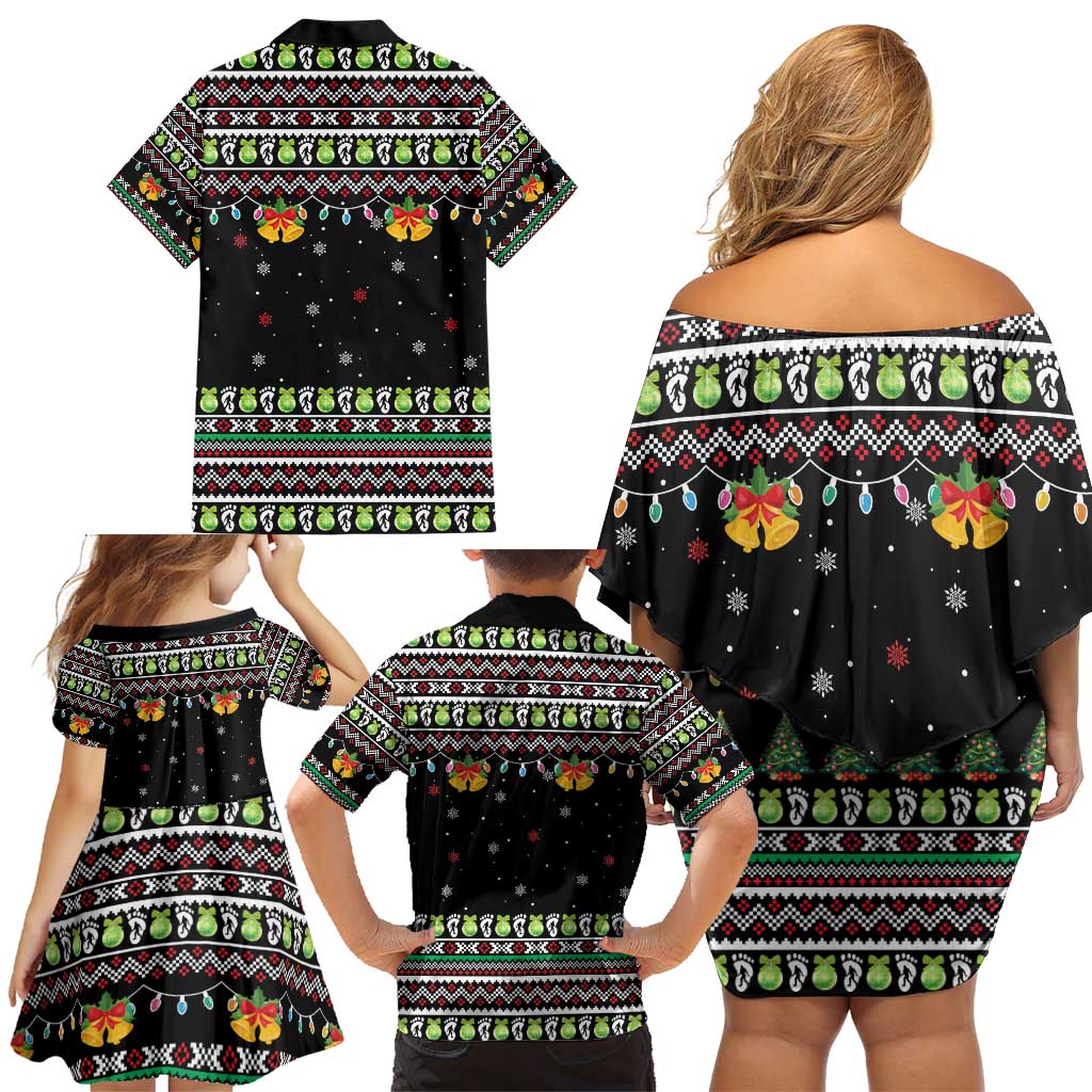 Christmas Unicorn Family Matching Off Shoulder Short Dress and Hawaiian Shirt with Don't Stop Believin Quote Tree Lights and Festive - Wonder Print Shop