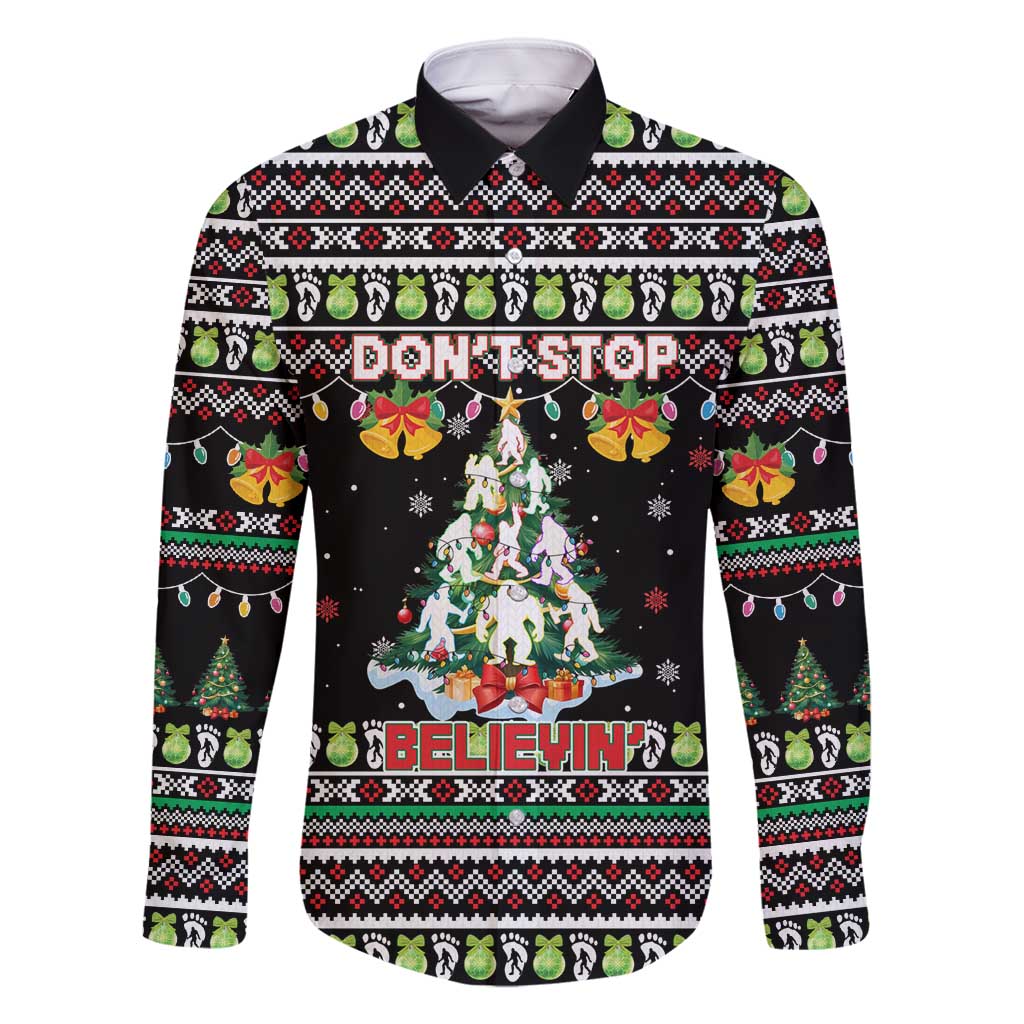 Christmas Unicorn Family Matching Off Shoulder Short Dress and Hawaiian Shirt with Don't Stop Believin Quote Tree Lights and Festive - Wonder Print Shop