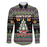 Christmas Unicorn Family Matching Puletasi and Hawaiian Shirt with Don't Stop Believin Quote Tree Lights and Festive - Wonder Print Shop