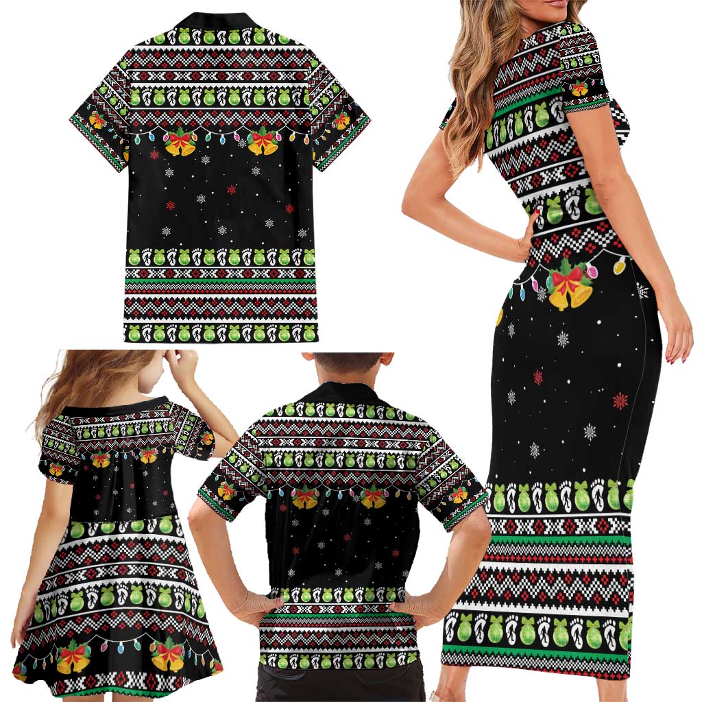 Christmas Unicorn Family Matching Short Sleeve Bodycon Dress and Hawaiian Shirt with Don't Stop Believin Quote Tree Lights and Festive - Wonder Print Shop