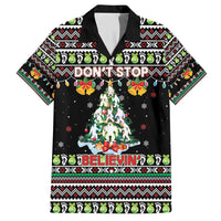 Christmas Unicorn Family Matching Short Sleeve Bodycon Dress and Hawaiian Shirt with Don't Stop Believin Quote Tree Lights and Festive - Wonder Print Shop