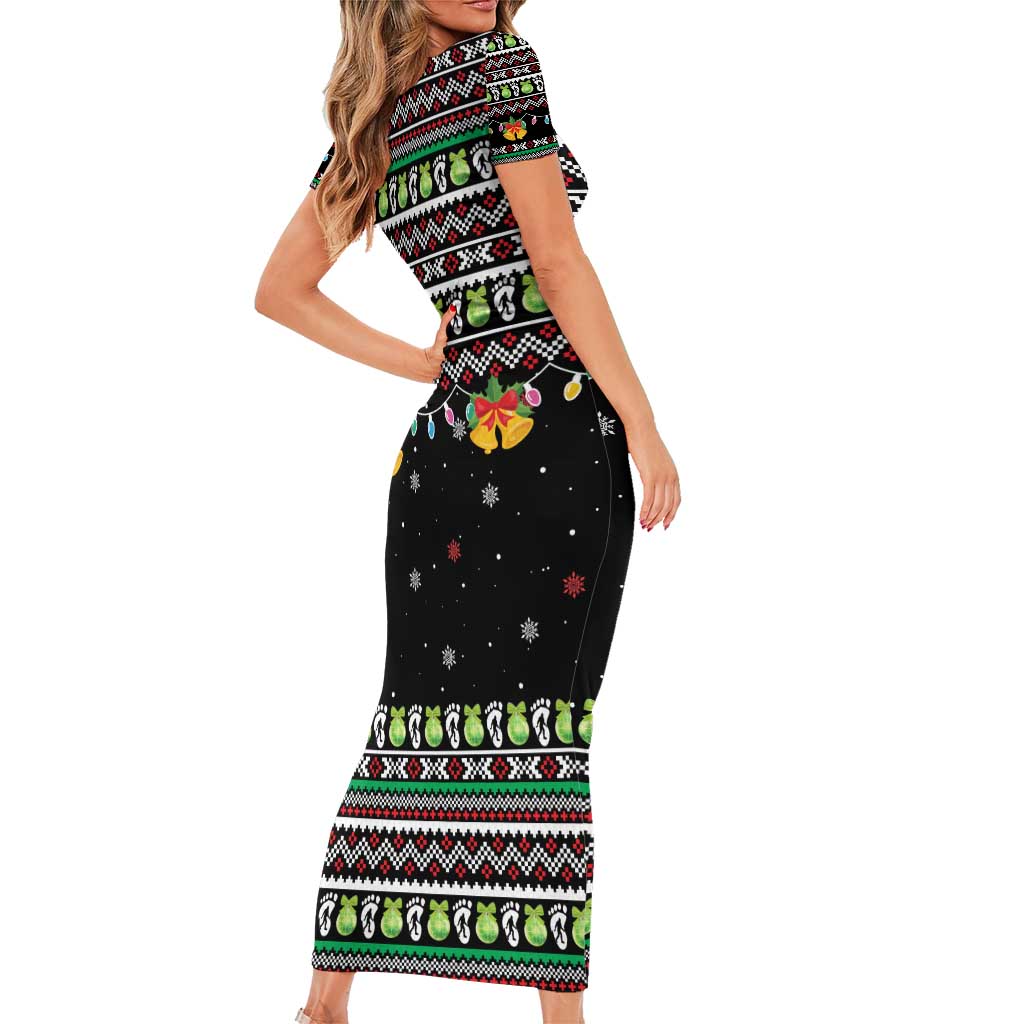 Christmas Unicorn Family Matching Short Sleeve Bodycon Dress and Hawaiian Shirt with Don't Stop Believin Quote Tree Lights and Festive - Wonder Print Shop