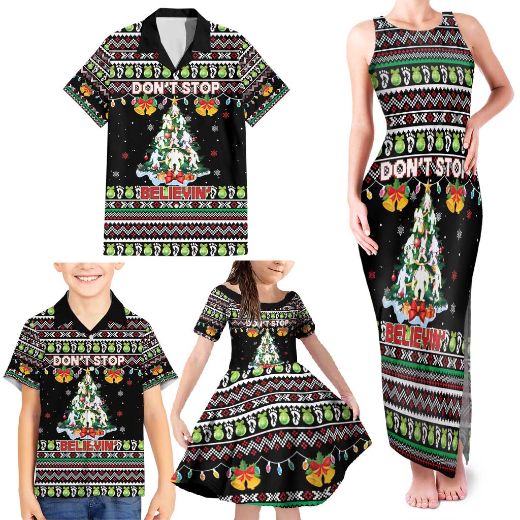 Christmas Unicorn Family Matching Tank Maxi Dress and Hawaiian Shirt with Don't Stop Believin Quote Tree Lights and Festive - Wonder Print Shop