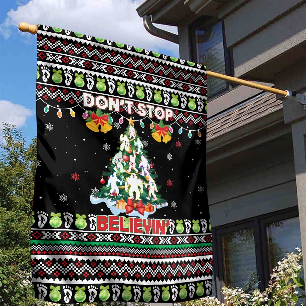 Christmas Unicorn Garden Flag with Don't Stop Believin Quote Tree Lights and Festive - Wonder Print Shop