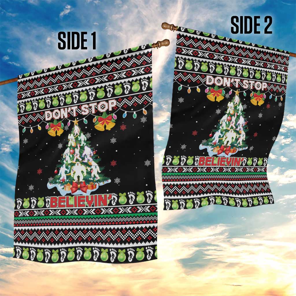 Christmas Unicorn Garden Flag with Don't Stop Believin Quote Tree Lights and Festive - Wonder Print Shop