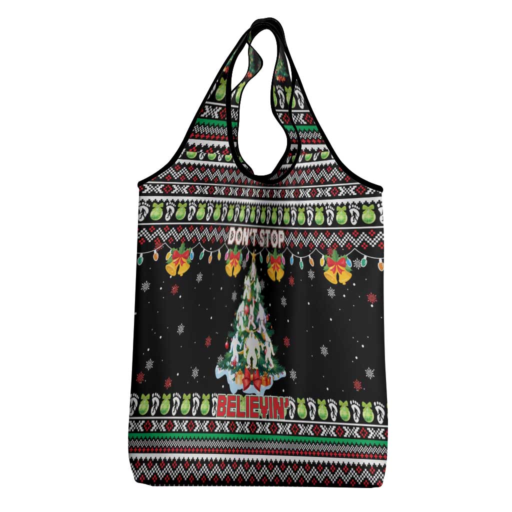 Christmas Unicorn Grocery Bag with Don't Stop Believin Quote Tree Lights and Festive - Wonder Print Shop