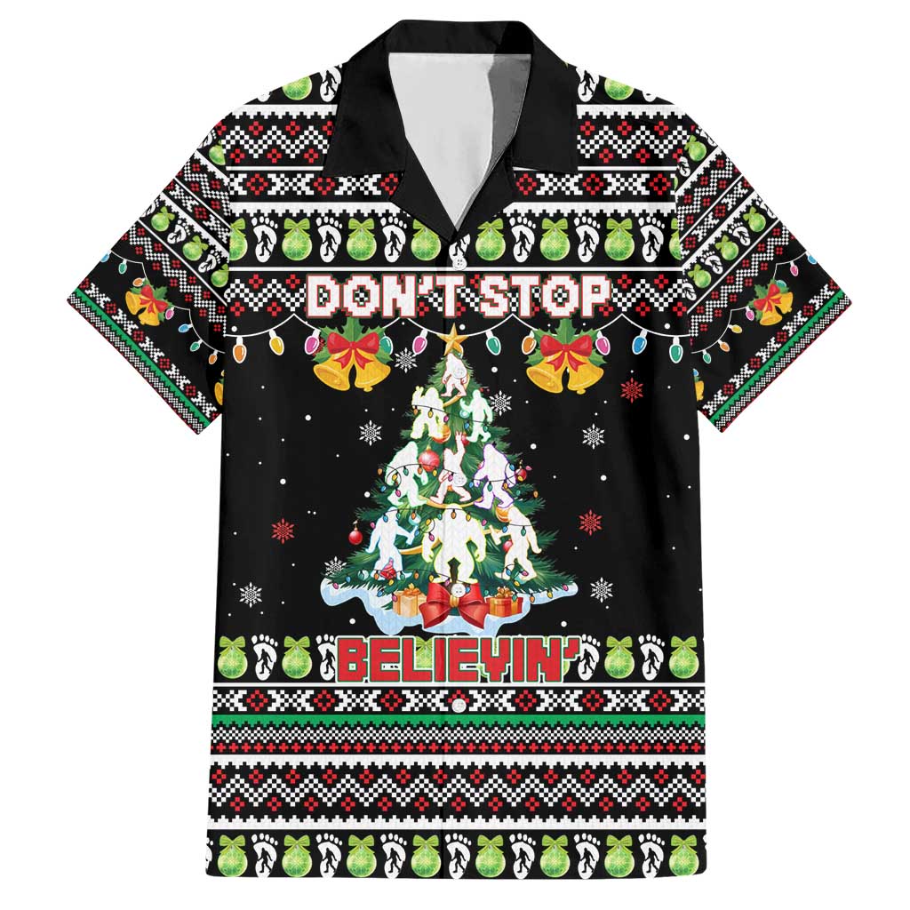 Christmas Unicorn Hawaiian Shirt with Don't Stop Believin Quote Tree Lights and Festive - Wonder Print Shop