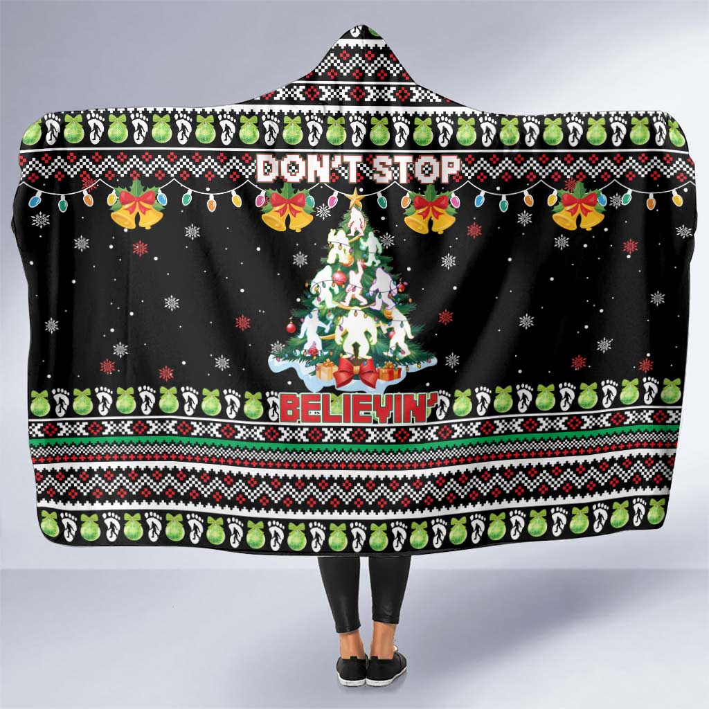 Christmas Unicorn Hooded Blanket with Don't Stop Believin Quote Tree Lights and Festive - Wonder Print Shop