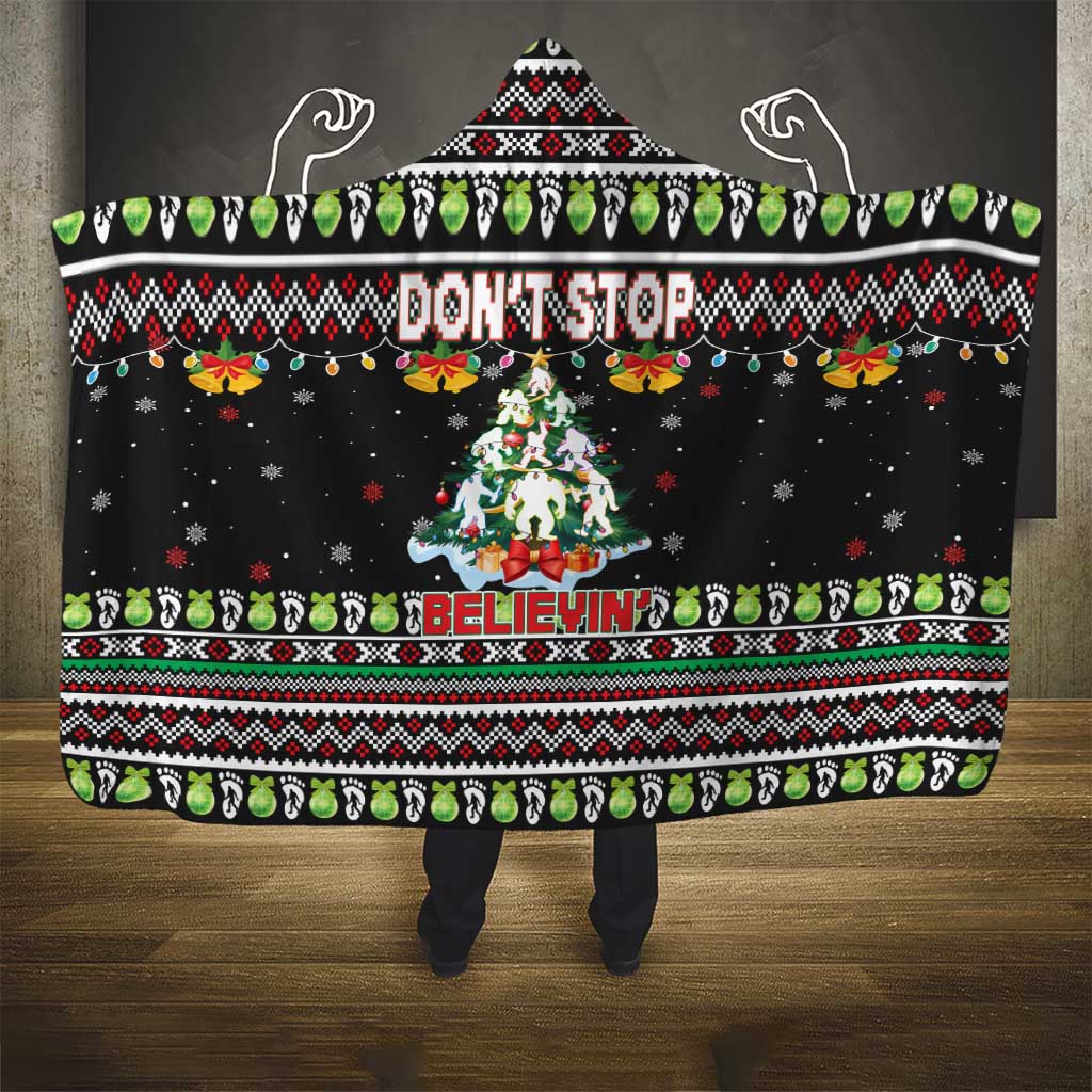 Christmas Unicorn Hooded Blanket with Don't Stop Believin Quote Tree Lights and Festive - Wonder Print Shop