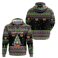 Christmas Unicorn Hoodie with Don't Stop Believin Quote Tree Lights and Festive - Wonder Print Shop