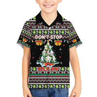 Christmas Unicorn Kid Hawaiian Shirt with Don't Stop Believin Quote Tree Lights and Festive - Wonder Print Shop