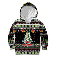 Christmas Unicorn Kid Hoodie with Don't Stop Believin Quote Tree Lights and Festive - Wonder Print Shop
