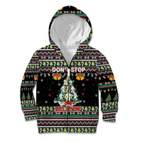 Christmas Unicorn Kid Hoodie with Don't Stop Believin Quote Tree Lights and Festive - Wonder Print Shop
