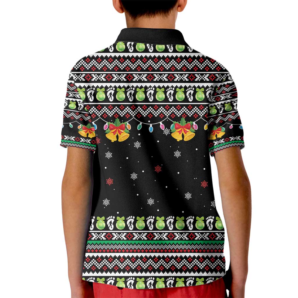 Christmas Unicorn Kid Polo Shirt with Don't Stop Believin Quote Tree Lights and Festive - Wonder Print Shop