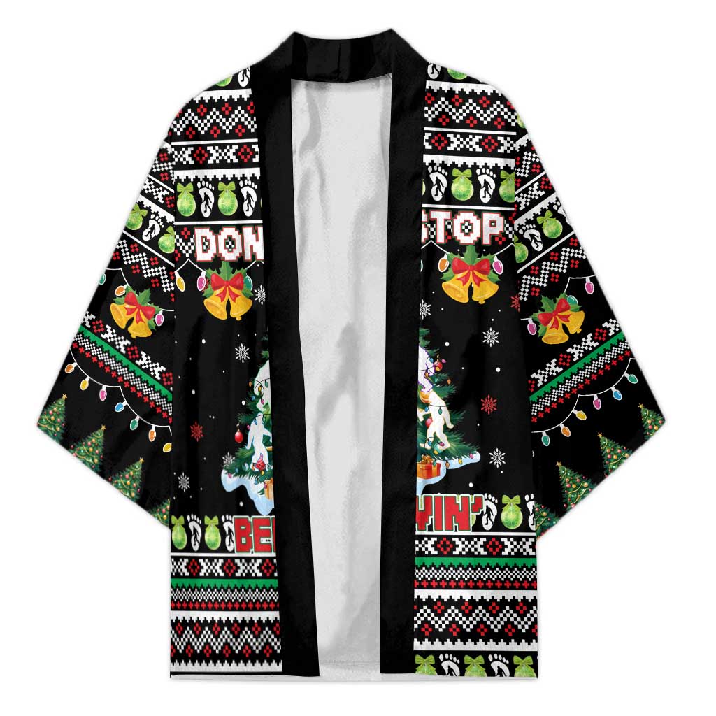 Christmas Unicorn Kimono with Don't Stop Believin Quote Tree Lights and Festive - Wonder Print Shop
