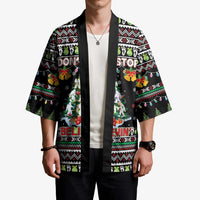 Christmas Unicorn Kimono with Don't Stop Believin Quote Tree Lights and Festive - Wonder Print Shop