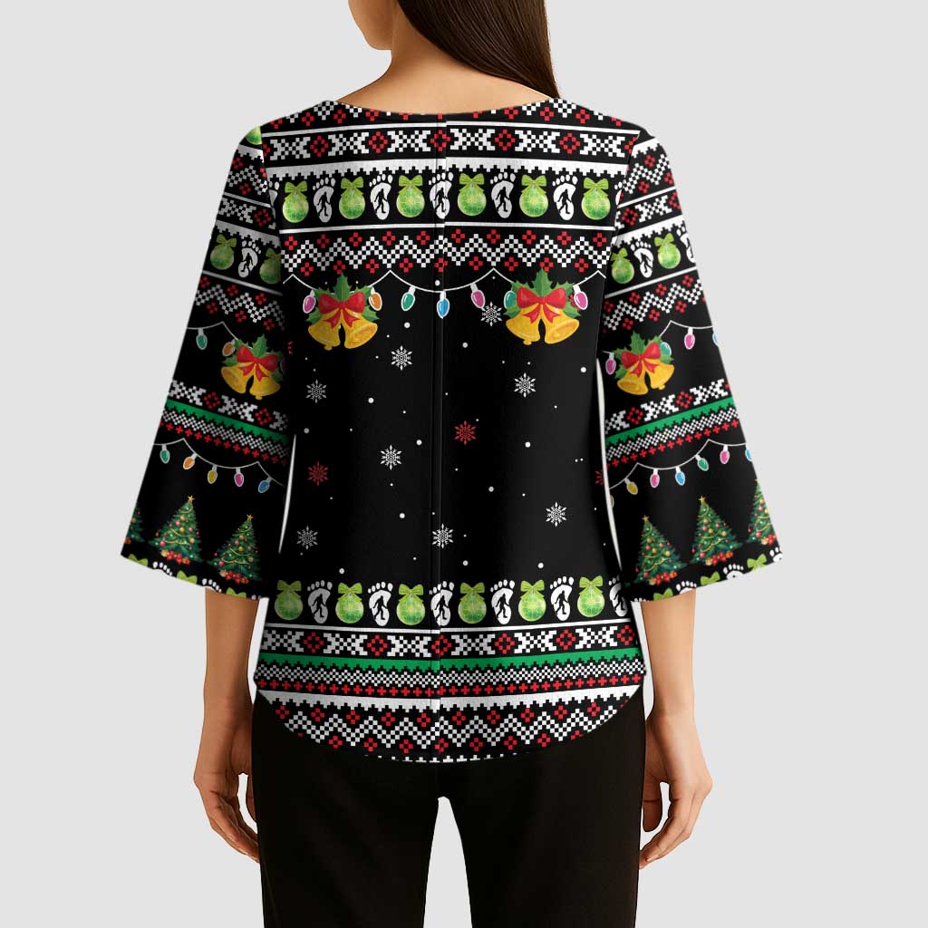 Christmas Unicorn Kimono Sleeve Blouse with Don't Stop Believin Quote Tree Lights and Festive - Wonder Print Shop