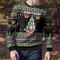 Christmas Unicorn Ugly Christmas Sweater with Don't Stop Believin Quote Tree Lights and Festive - Wonder Print Shop