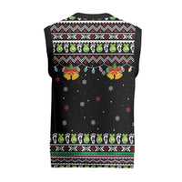 Christmas Unicorn Christmas Knitted V-Neck Vest with Don't Stop Believin Quote Tree Lights and Festive - Wonder Print Shop