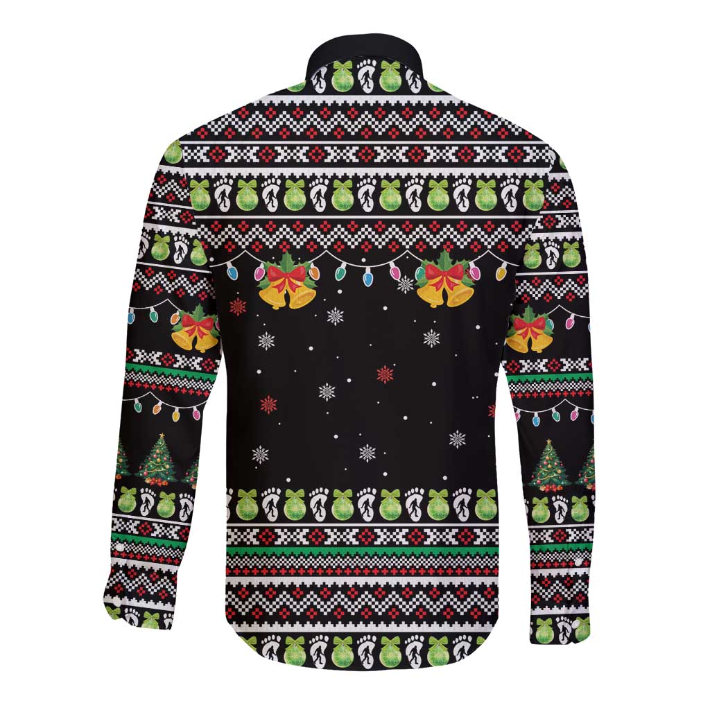 Christmas Unicorn Long Sleeve Button Shirt with Don't Stop Believin Quote Tree Lights and Festive - Wonder Print Shop