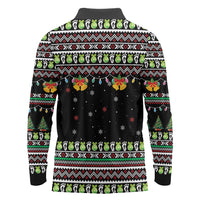 Christmas Unicorn Long Sleeve Polo Shirt with Don't Stop Believin Quote Tree Lights and Festive - Wonder Print Shop