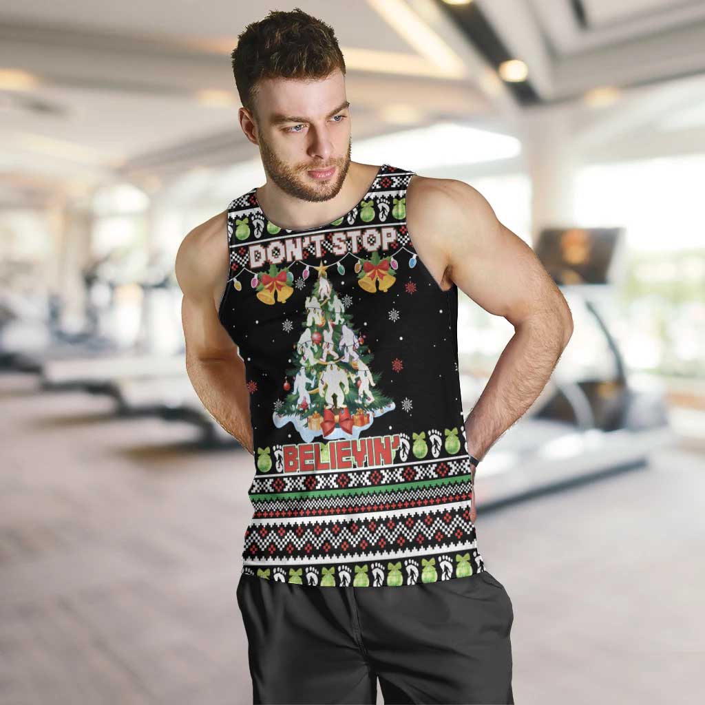Christmas Unicorn Men Tank Top with Don't Stop Believin Quote Tree Lights and Festive - Wonder Print Shop