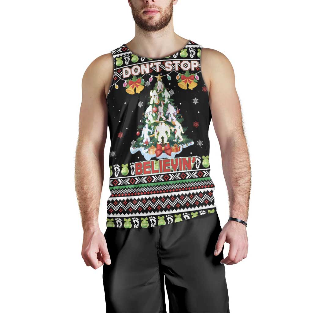 Christmas Unicorn Men Tank Top with Don't Stop Believin Quote Tree Lights and Festive - Wonder Print Shop