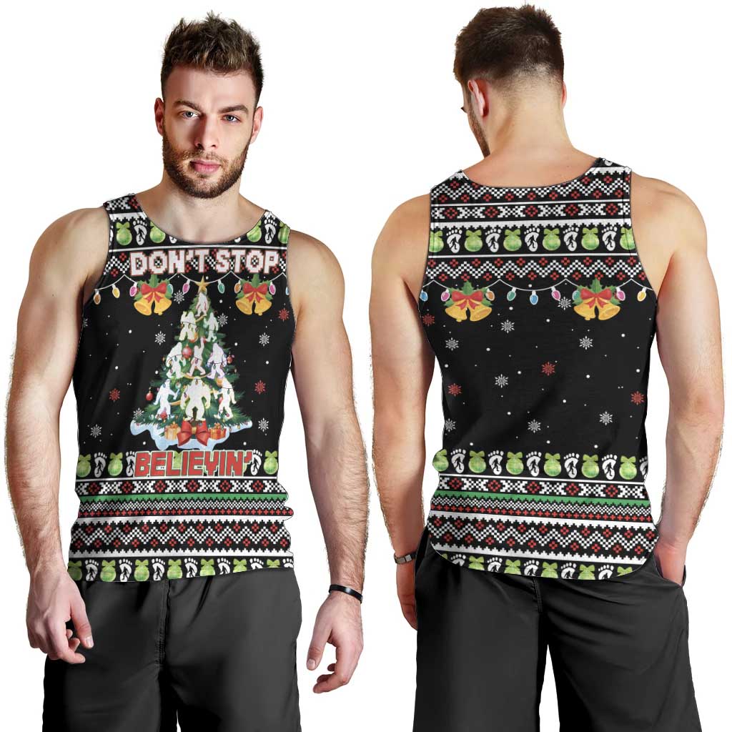 Christmas Unicorn Men Tank Top with Don't Stop Believin Quote Tree Lights and Festive - Wonder Print Shop