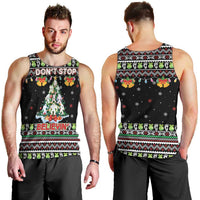 Christmas Unicorn Men Tank Top with Don't Stop Believin Quote Tree Lights and Festive - Wonder Print Shop