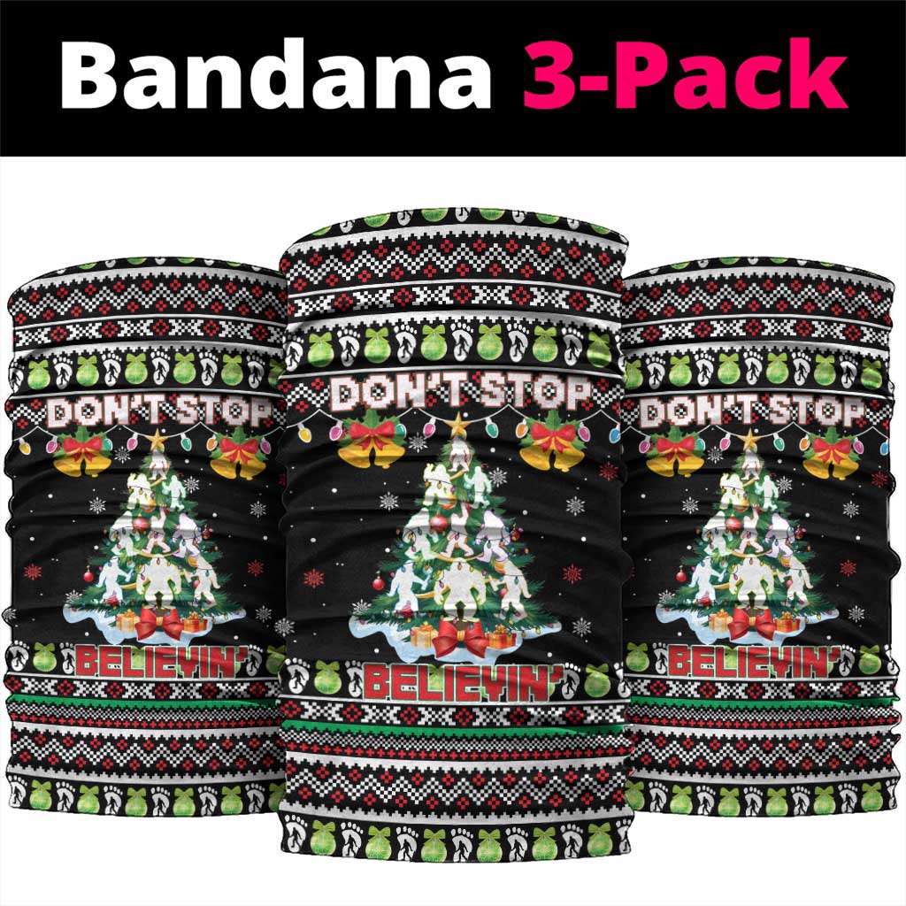 Christmas Unicorn Neck Gaiter with Don't Stop Believin Quote Tree Lights and Festive - Wonder Print Shop