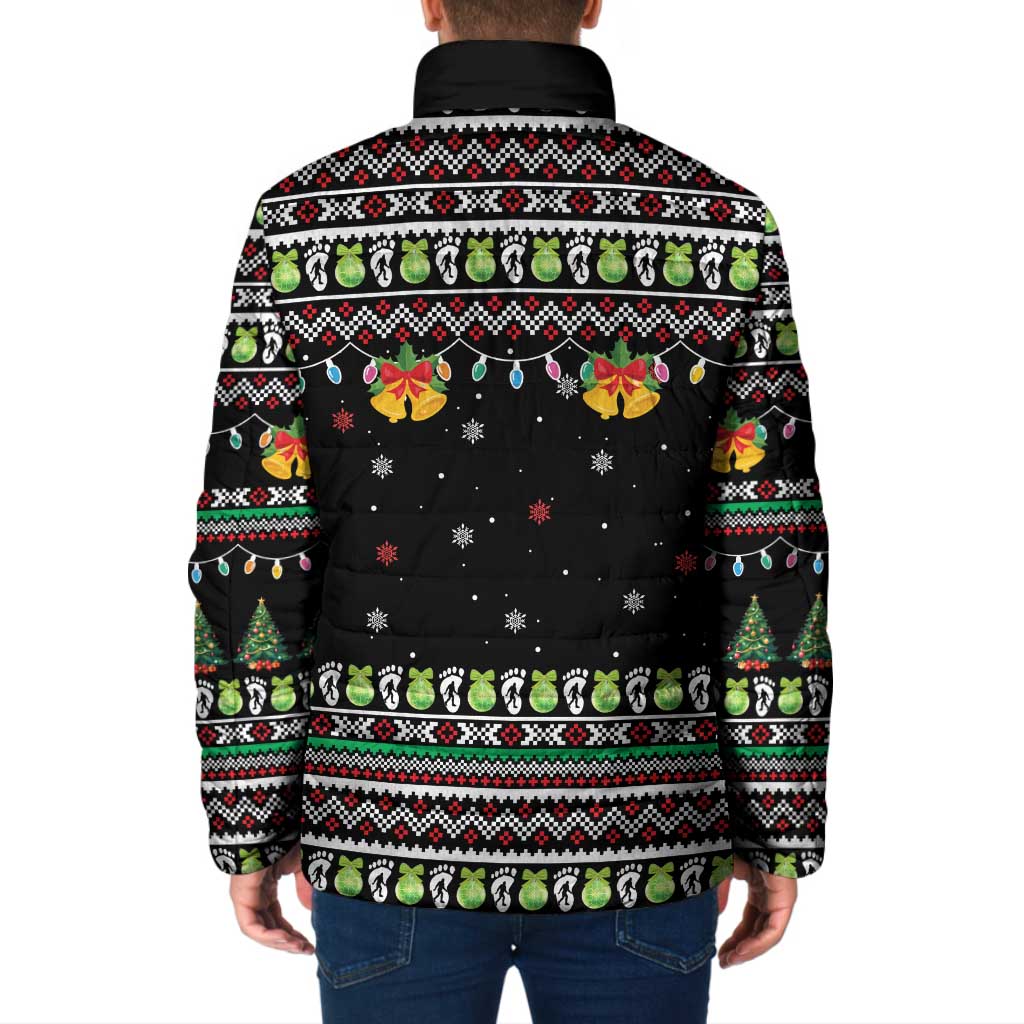 Christmas Unicorn Padded Jacket with Don't Stop Believin Quote Tree Lights and Festive - Wonder Print Shop