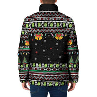 Christmas Unicorn Padded Jacket with Don't Stop Believin Quote Tree Lights and Festive - Wonder Print Shop