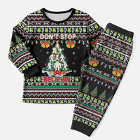 Christmas Unicorn Christmas Pajama Set with Don't Stop Believin Quote Tree Lights and Festive - Wonder Print Shop
