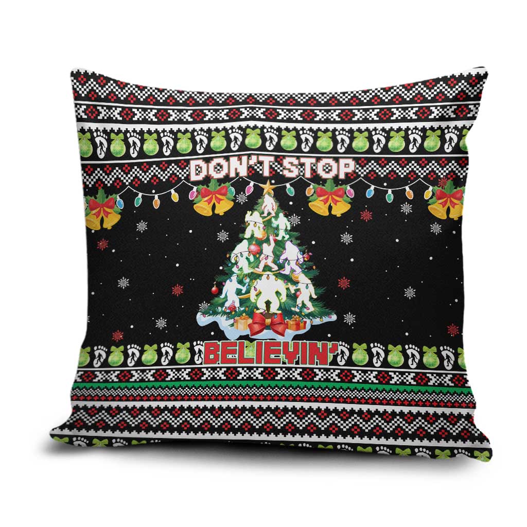 Christmas Unicorn Pillow Cover with Don't Stop Believin Quote Tree Lights and Festive - Wonder Print Shop