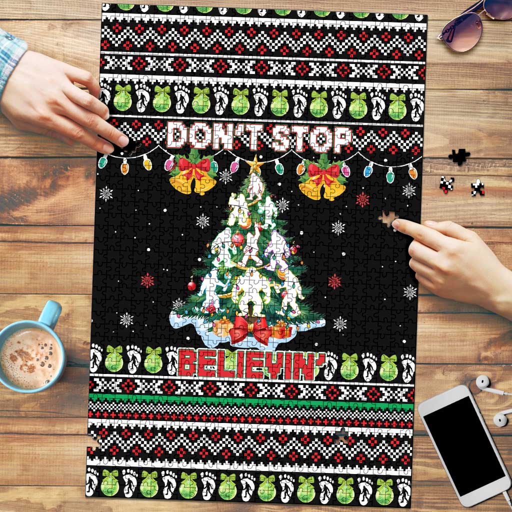 Christmas Unicorn Puzzle with Don't Stop Believin Quote Tree Lights and Festive - Wonder Print Shop
