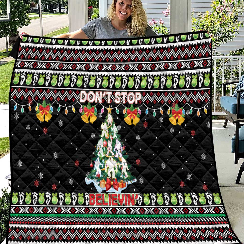 Christmas Unicorn Quilt with Don't Stop Believin Quote Tree Lights and Festive - Wonder Print Shop