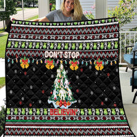 Christmas Unicorn Quilt with Don't Stop Believin Quote Tree Lights and Festive - Wonder Print Shop