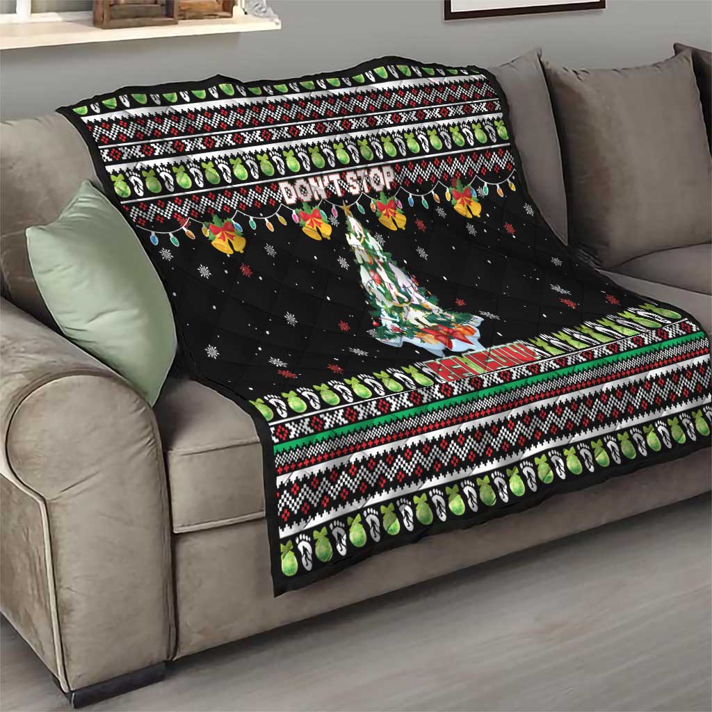 Christmas Unicorn Quilt with Don't Stop Believin Quote Tree Lights and Festive - Wonder Print Shop