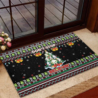 Christmas Unicorn Rubber Doormat with Don't Stop Believin Quote Tree Lights and Festive - Wonder Print Shop