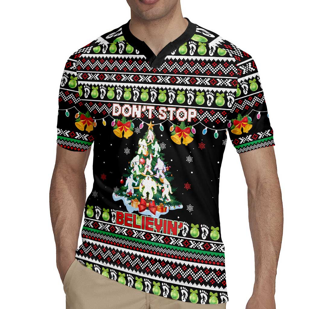Christmas Unicorn Rugby Jersey with Don't Stop Believin Quote Tree Lights and Festive - Wonder Print Shop