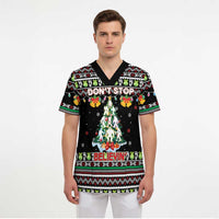 Christmas Unicorn Scrub Top with Don't Stop Believin Quote Tree Lights and Festive - Wonder Print Shop