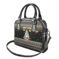 Christmas Unicorn Shoulder Handbag with Don't Stop Believin Quote Tree Lights and Festive - Wonder Print Shop