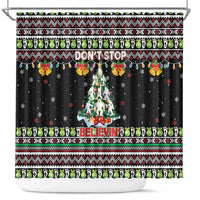 Christmas Unicorn Shower Curtain with Don't Stop Believin Quote Tree Lights and Festive - Wonder Print Shop