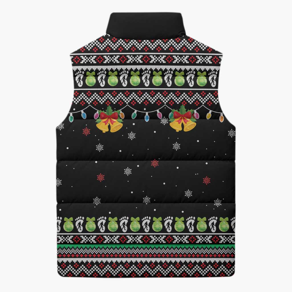 Christmas Unicorn Sleeveless Puffer Jacket with Don't Stop Believin Quote Tree Lights and Festive - Wonder Print Shop