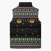 Christmas Unicorn Sleeveless Puffer Jacket with Don't Stop Believin Quote Tree Lights and Festive - Wonder Print Shop