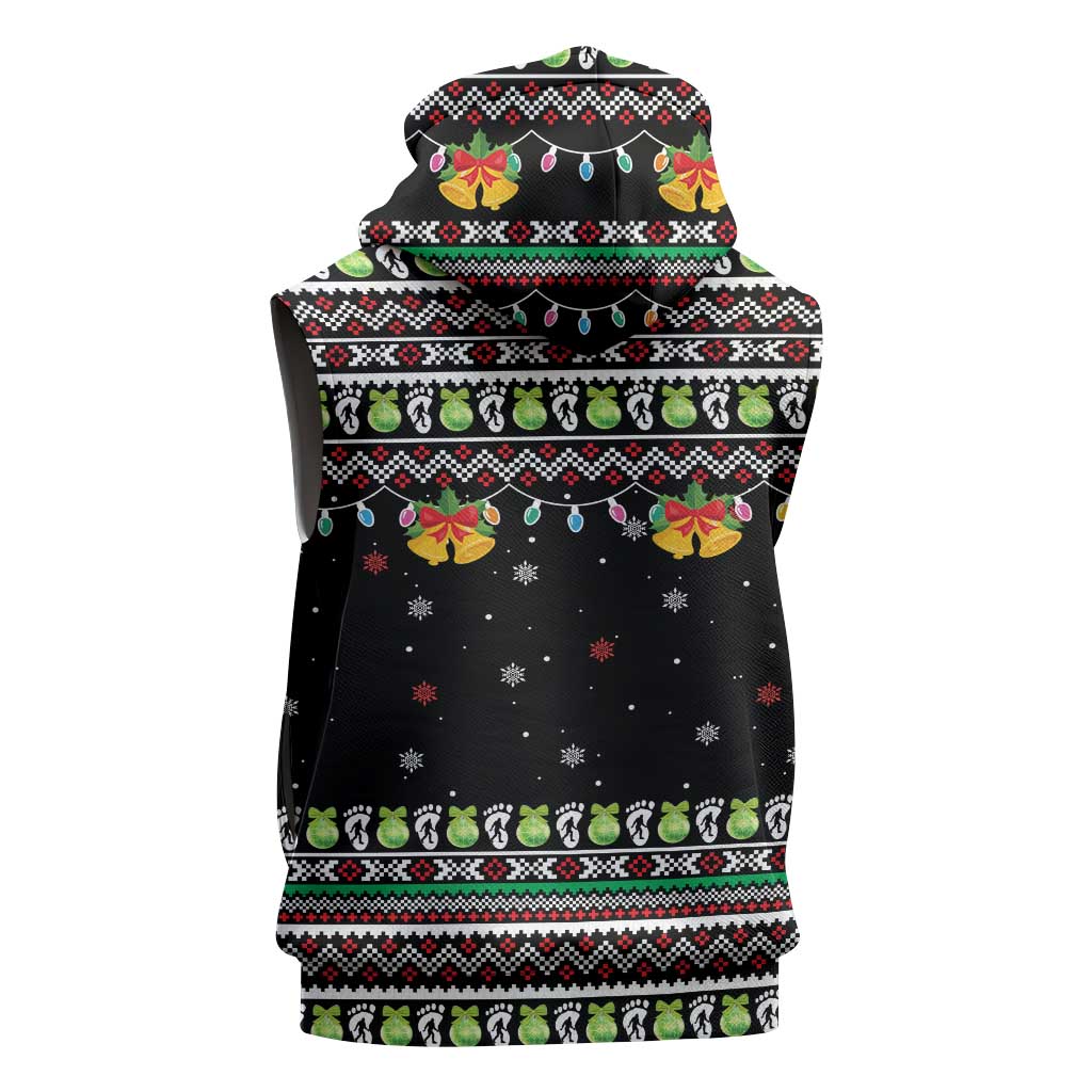 Christmas Unicorn Sleeveless Zip Hoodie with Don't Stop Believin Quote Tree Lights and Festive - Wonder Print Shop