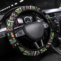 Christmas Unicorn Steering Wheel Cover with Don't Stop Believin Quote Tree Lights and Festive - Wonder Print Shop