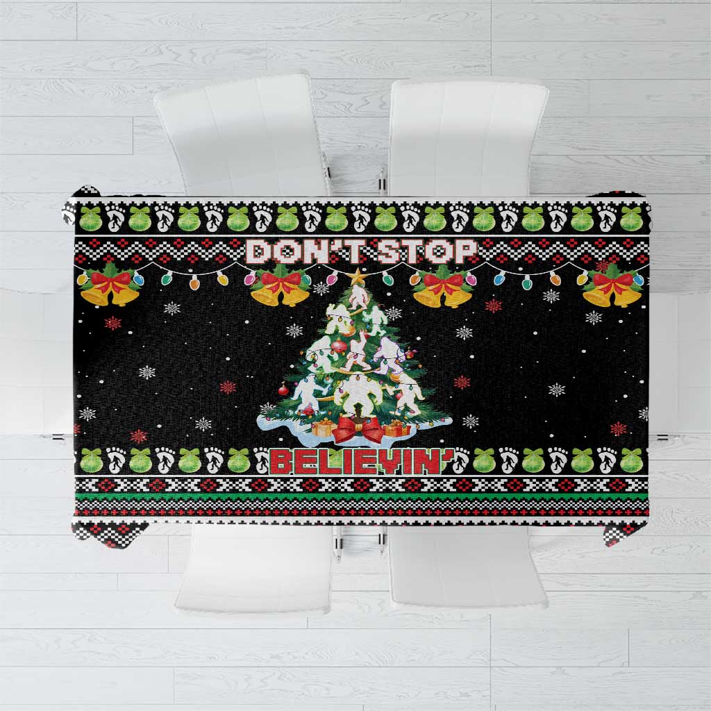 Christmas Unicorn Tablecloth with Don't Stop Believin Quote Tree Lights and Festive - Wonder Print Shop