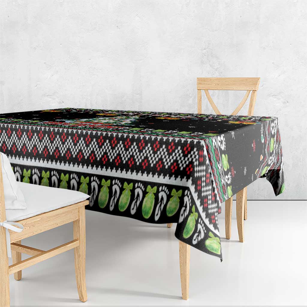 Christmas Unicorn Tablecloth with Don't Stop Believin Quote Tree Lights and Festive - Wonder Print Shop