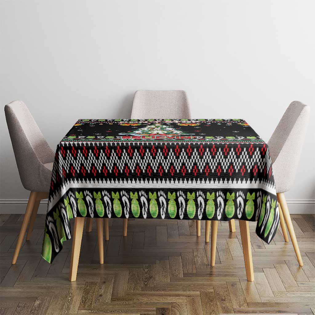 Christmas Unicorn Tablecloth with Don't Stop Believin Quote Tree Lights and Festive - Wonder Print Shop